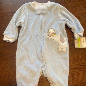 Carter’s Light Blue Elephant/Monkey Onesie, 3 mo.